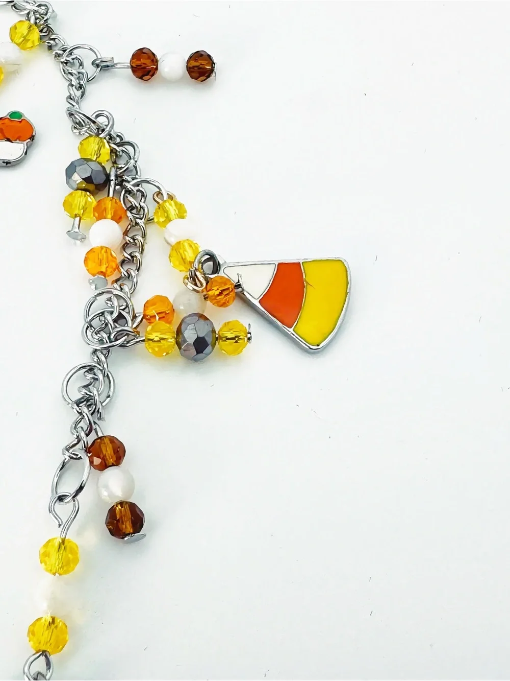 Halloween Ghost & Candy Charm Keychain for Kids - Orange/Yellow